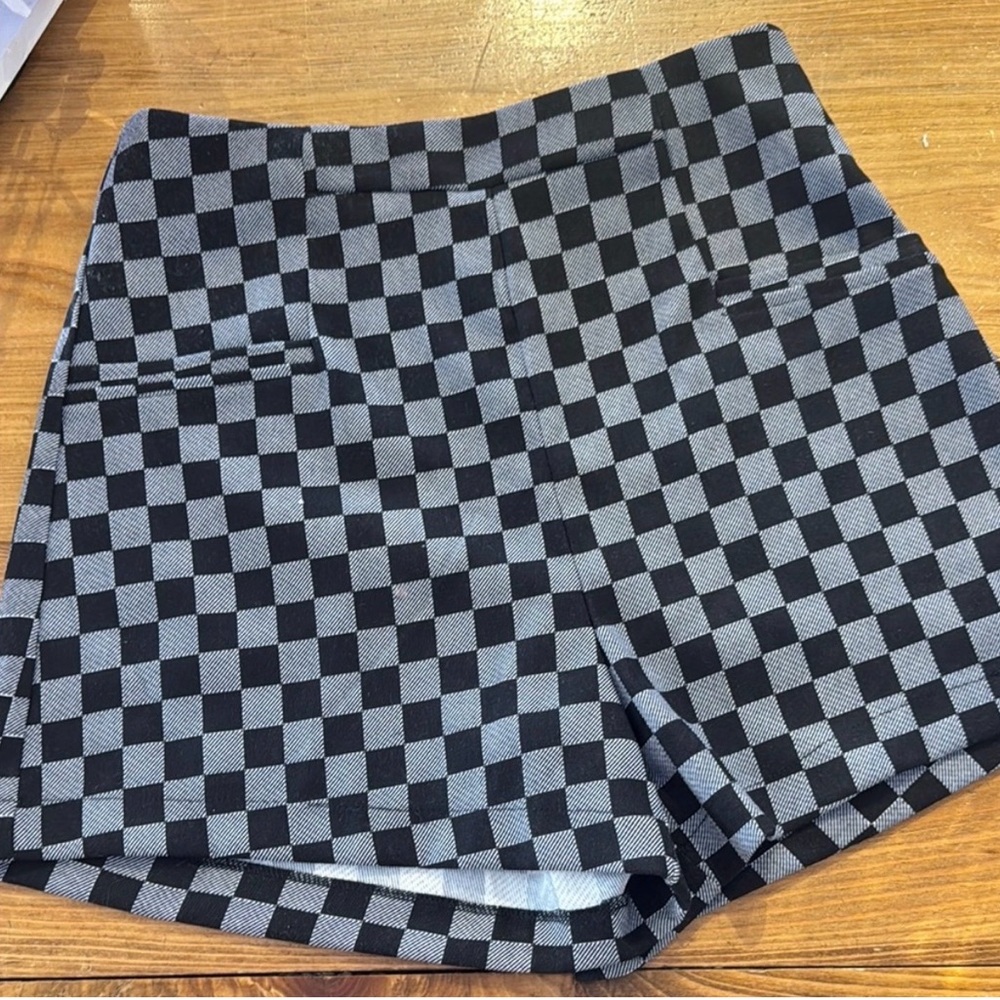 Checkered Black and Gray Women's Shorts